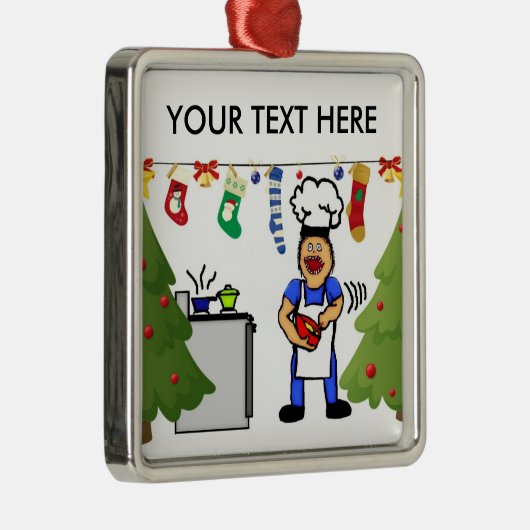 kerstkok metalen ornament (Rechts)