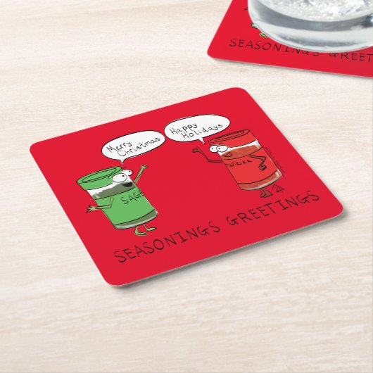 kerstkoken Funny Chef Spices Kartonnen Onderzetters (Schuin)