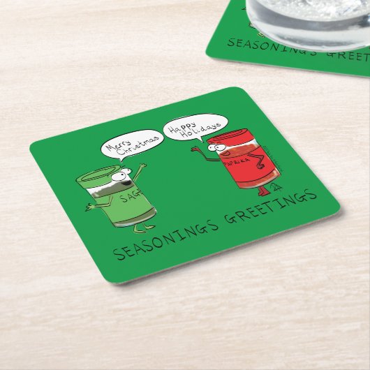 kerstkoken Funny Chef Spices Kartonnen Onderzetters (Schuin)