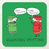 kerstkoken Funny Chef Spices Kartonnen Onderzetters (Voorkant)