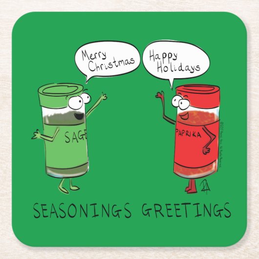 kerstkoken Funny Chef Spices Kartonnen Onderzetters (Voorkant)