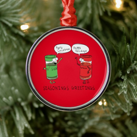 kerstkoken Funny Chef Spices Metalen Ornament (Boom)