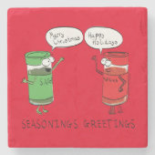 kerstkoken Funny Chef Spices Stenen Onderzetter (Voorkant)