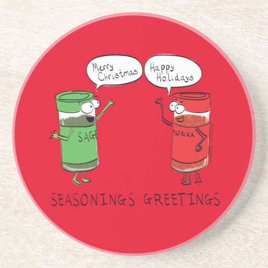 kerstkoken Funny Chef Spices Zandsteen Onderzetter (Voorkant)