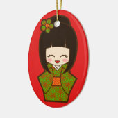 Kerstkokeshi Keramisch Ornament (Links)