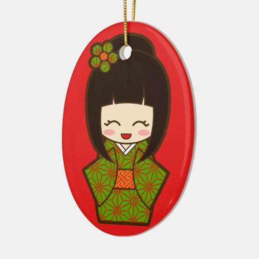 Kerstkokeshi Keramisch Ornament (Links)