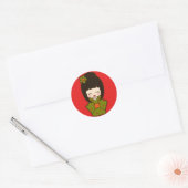 Kerstkokeshi Ronde Sticker (Envelop)