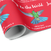 kerstkolibrie Joy aan de Wereld Aangepaste Naam Cadeaupapier (Rol Hoek)