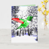 Kerstkolibrie kaart (Gele Bloem)