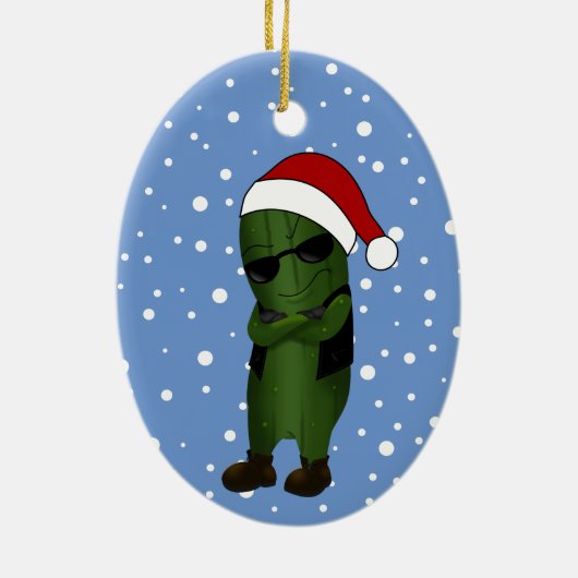 kerstkomkommer keramisch ornament (Achterkant)