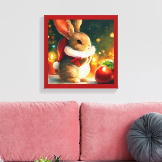 Kerstkonijn 1 canvas afdruk (Insitu (Woonkamer))