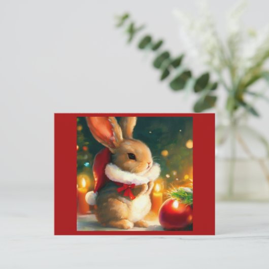 Kerstkonijn 1 feestdagenkaart (Staand voorkant)