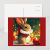 Kerstkonijn 1 feestdagenkaart (Voorkant / Achterkant)
