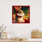 Kerstkonijn 1 poster (Keuken)