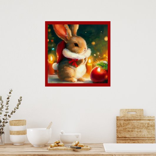 Kerstkonijn 1 poster (Keuken)