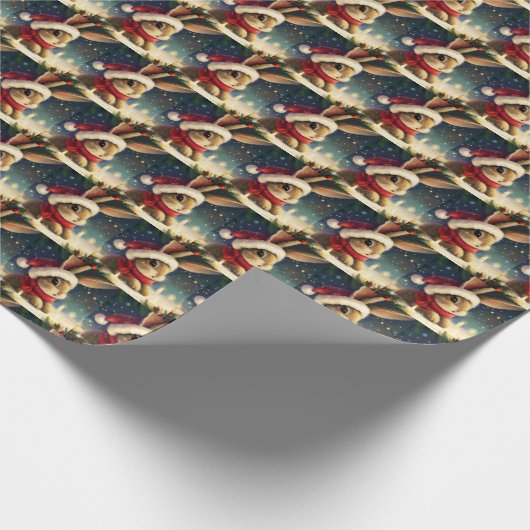 Kerstkonijn 4 cadeaupapier (Hoek)