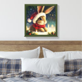 Kerstkonijn 4 canvas afdruk (Insitu (Slaapkamer))