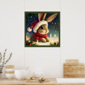 Kerstkonijn 4 poster (Keuken)