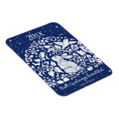 Kerstkonijn Blauw Wit Vredesjaar Whimsical Magneet (Rechterzijde)