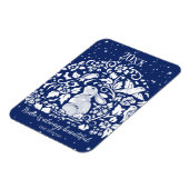 Kerstkonijn Blauw Wit Vredesjaar Whimsical Magneet (Linkerzijde)