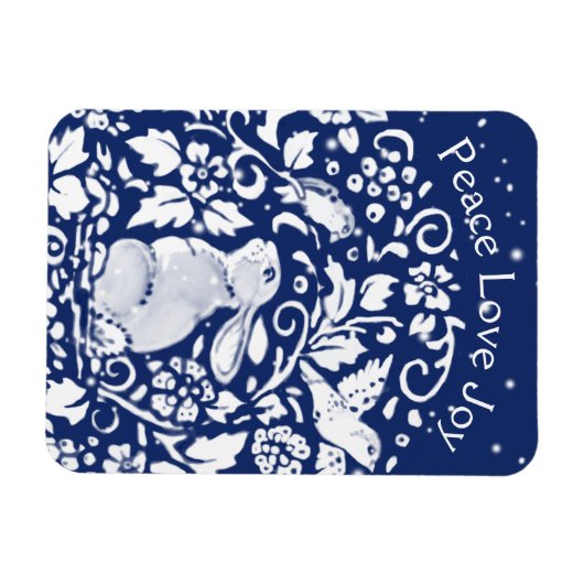 Kerstkonijn Blauw-witte Vredesliefhebber uniek Magneet (Horizontaal)