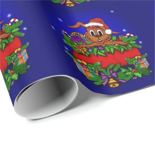 kerstkonijn cadeaupapier (Rol Hoek)