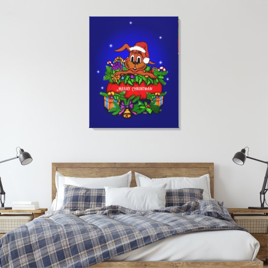 kerstkonijn canvas afdruk (Insitu (Slaapkamer))