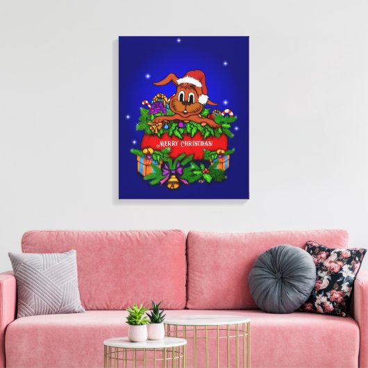 kerstkonijn canvas afdruk (Insitu (Woonkamer))
