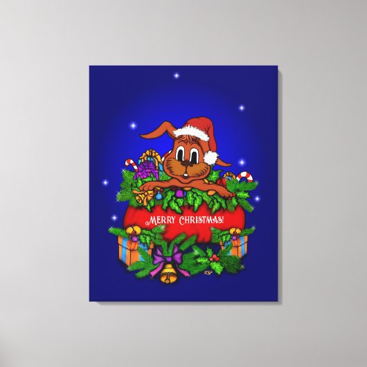 kerstkonijn canvas afdruk (Voorkant)