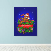kerstkonijn canvas afdruk (Insitu (Houten vloer))