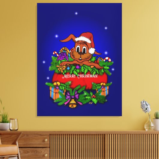Kerstkonijn Canvas Afdruk (Insitu (Woonkamer))