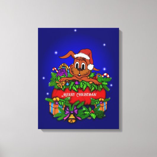 kerstkonijn canvas afdruk (Voorkant)
