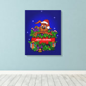 kerstkonijn canvas afdruk (Insitu (Houten vloer))