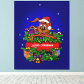 kerstkonijn canvas afdruk (Insitu (Houten vloer))