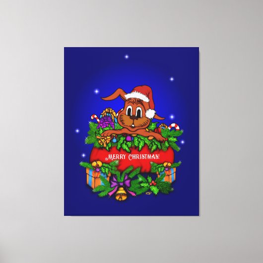 kerstkonijn canvas afdruk (Voorkant)