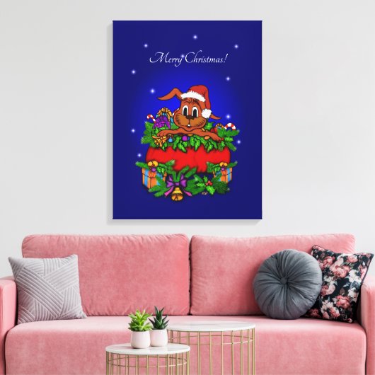 kerstkonijn canvas afdruk (Insitu (Woonkamer))