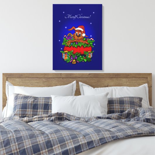 kerstkonijn canvas afdruk (Insitu (Slaapkamer))