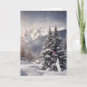 Kerstkonijn en kardinalen in sneeuwvlokken kaart (Voorkant)