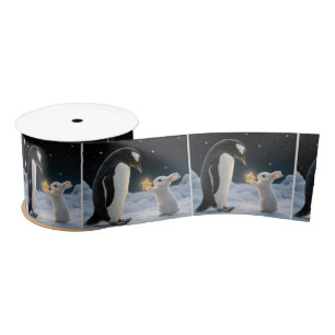 Kerstkonijn en pinguïn met ster satijnen lint