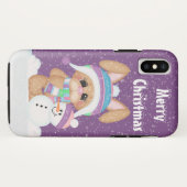 Kerstkonijn en sneeuwman Case-Mate iPhone case (Achterkant (horizontaal))