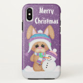 Kerstkonijn en sneeuwman Case-Mate iPhone case (Achterkant)