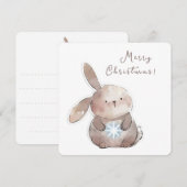 Kerstkonijn en Sneeuwvlok, gepersonaliseerd Kaart (Voorkant / Achterkant)