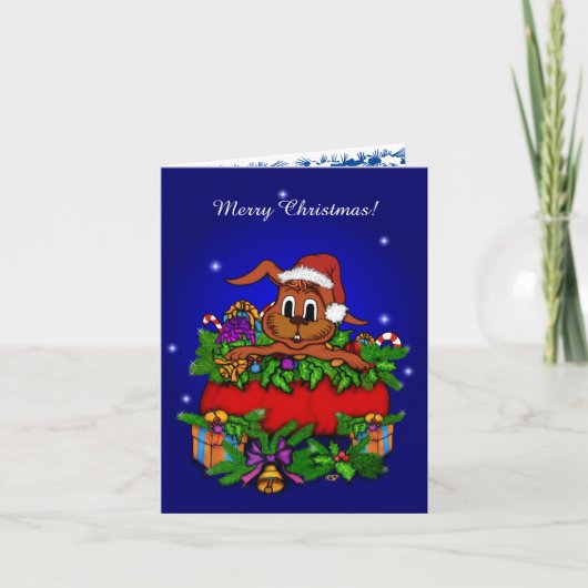 kerstkonijn feestdagen kaart (Voorkant)