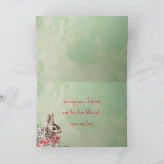 kerstkonijn feestdagen kaart (Binnen)
