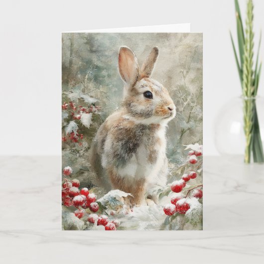 Kerstkonijn Feestdagen Kaart (Voorkant)