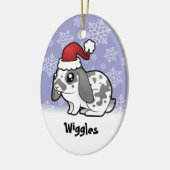 Kerstkonijn (flauwvallen) keramisch ornament (Links)