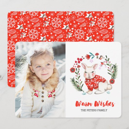 kerstkonijn | Fotouitnodigingen Kaart (Voorkant / Achterkant)