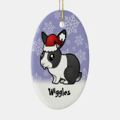 Kerstkonijn (glad haar van het bovenste oor) keramisch ornament (Rechts)