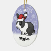 Kerstkonijn (glad haar van het bovenste oor) keramisch ornament (Links)