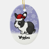 Kerstkonijn (glad haar van het bovenste oor) keramisch ornament (Achterkant)